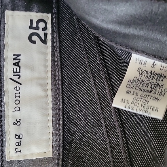 Rag & Bone Pewter Metallic Skinny Jean Leggings - Size 25 - Picture 8 of 9